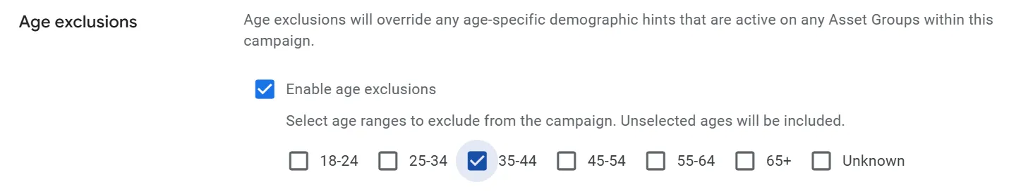 age exclusion google ads