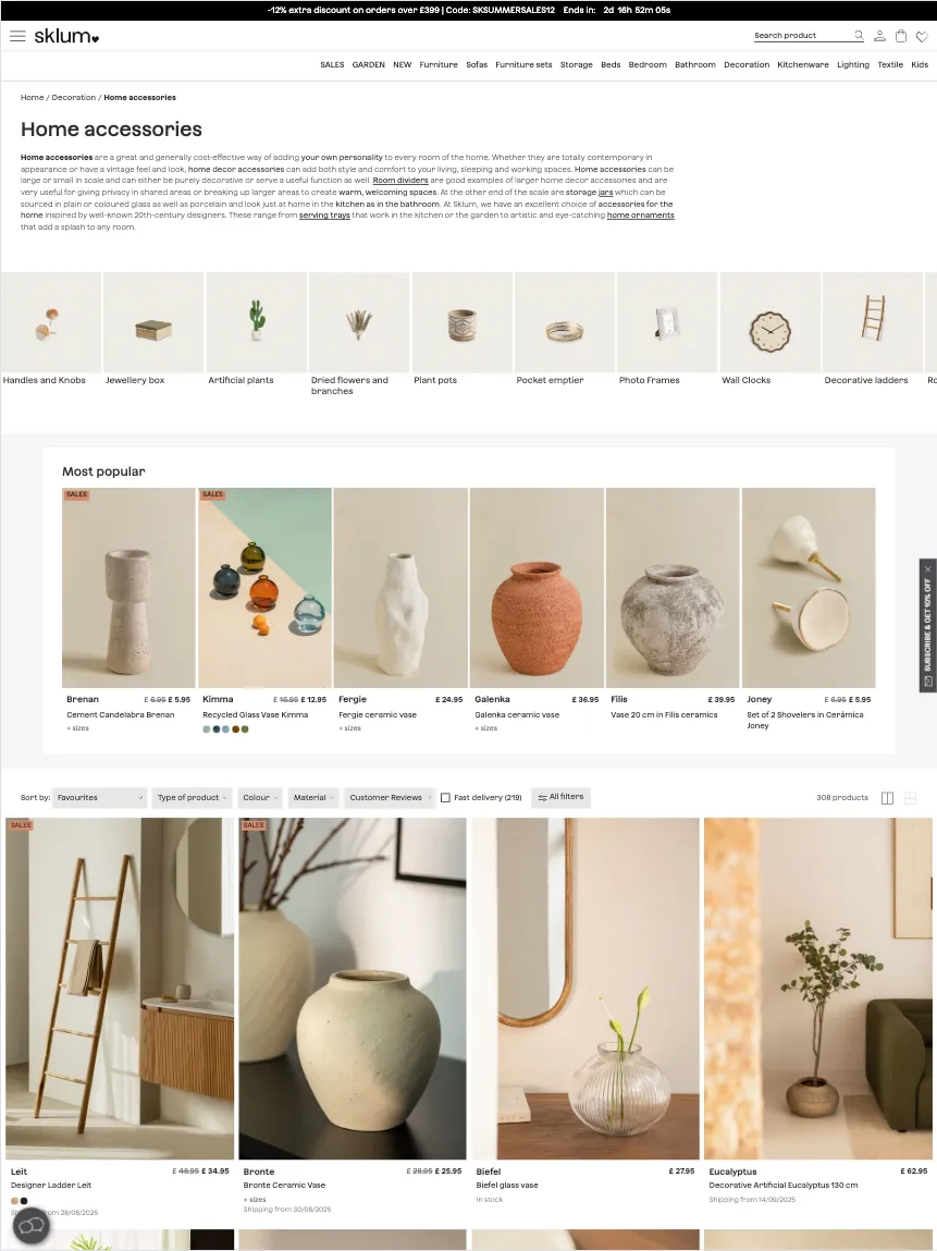ecommerce category page