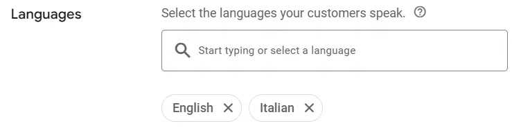 language targeting google ads