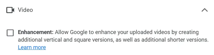 video enhancement google ads