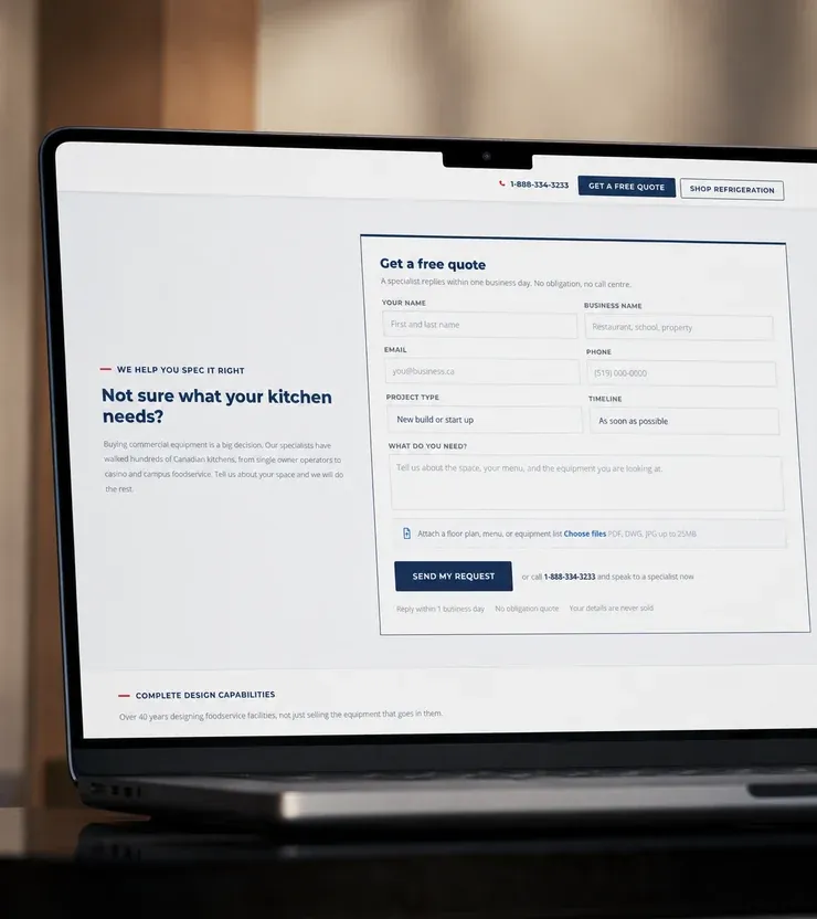 Product page redesign for Williams Food Equipment