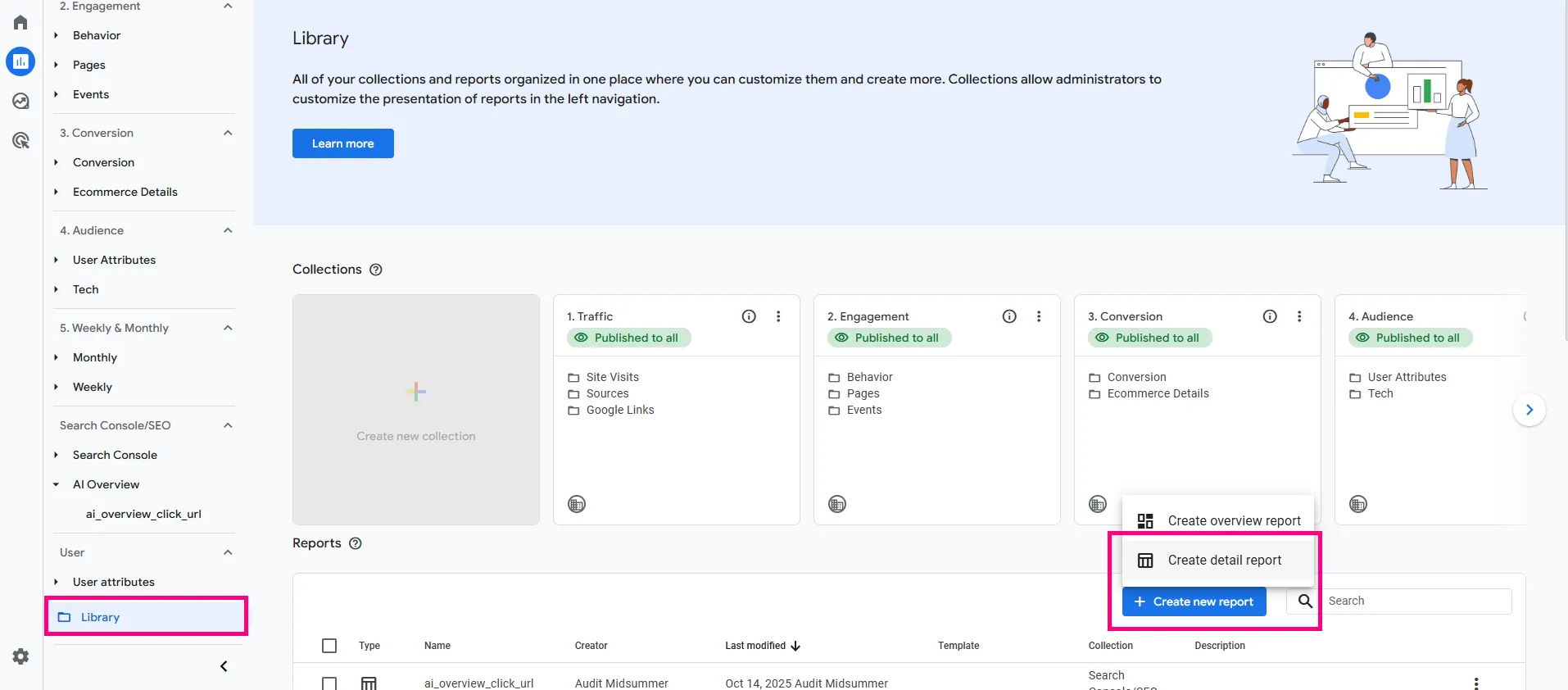 custom report creation ga4