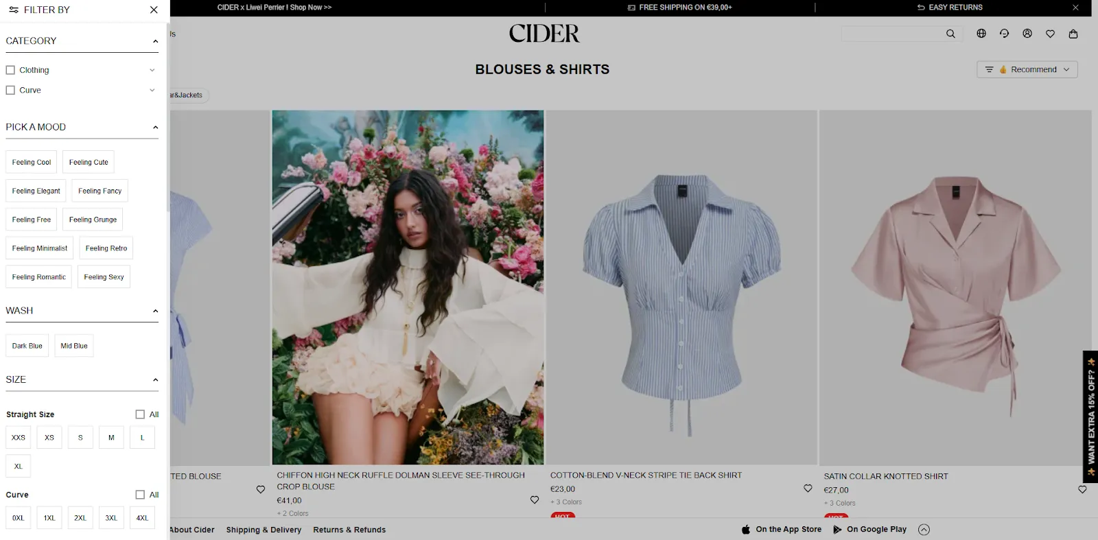 filters for ecommerce category pages