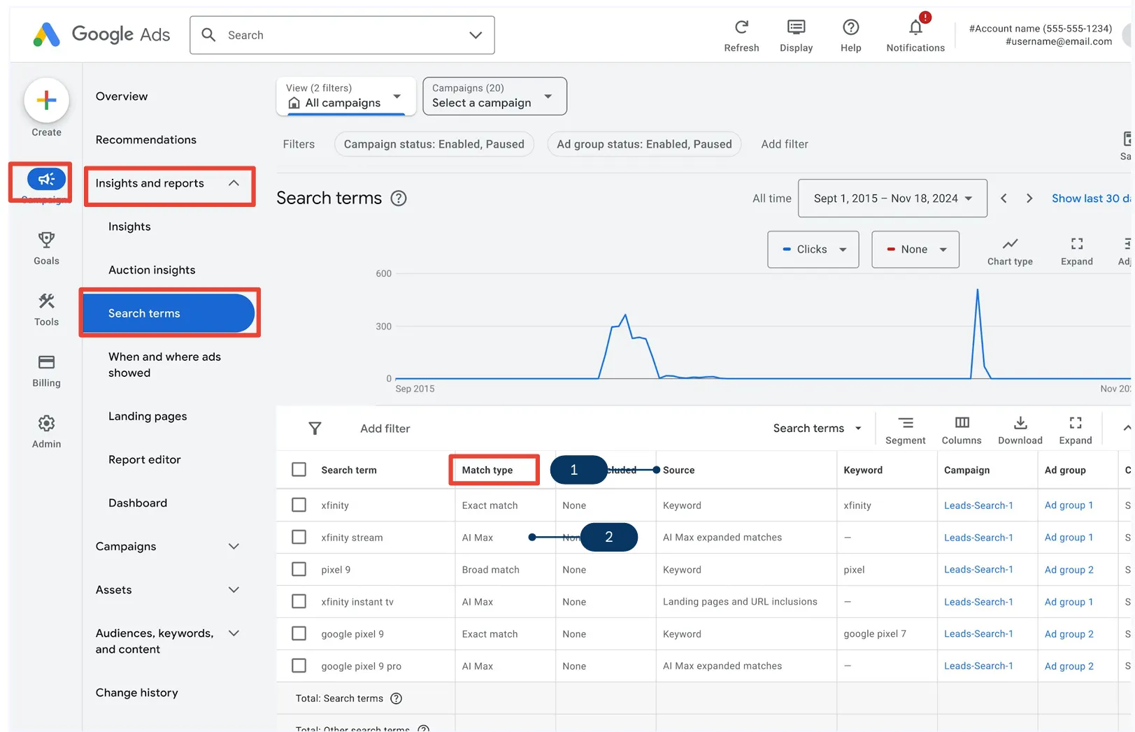 ai max search terms report