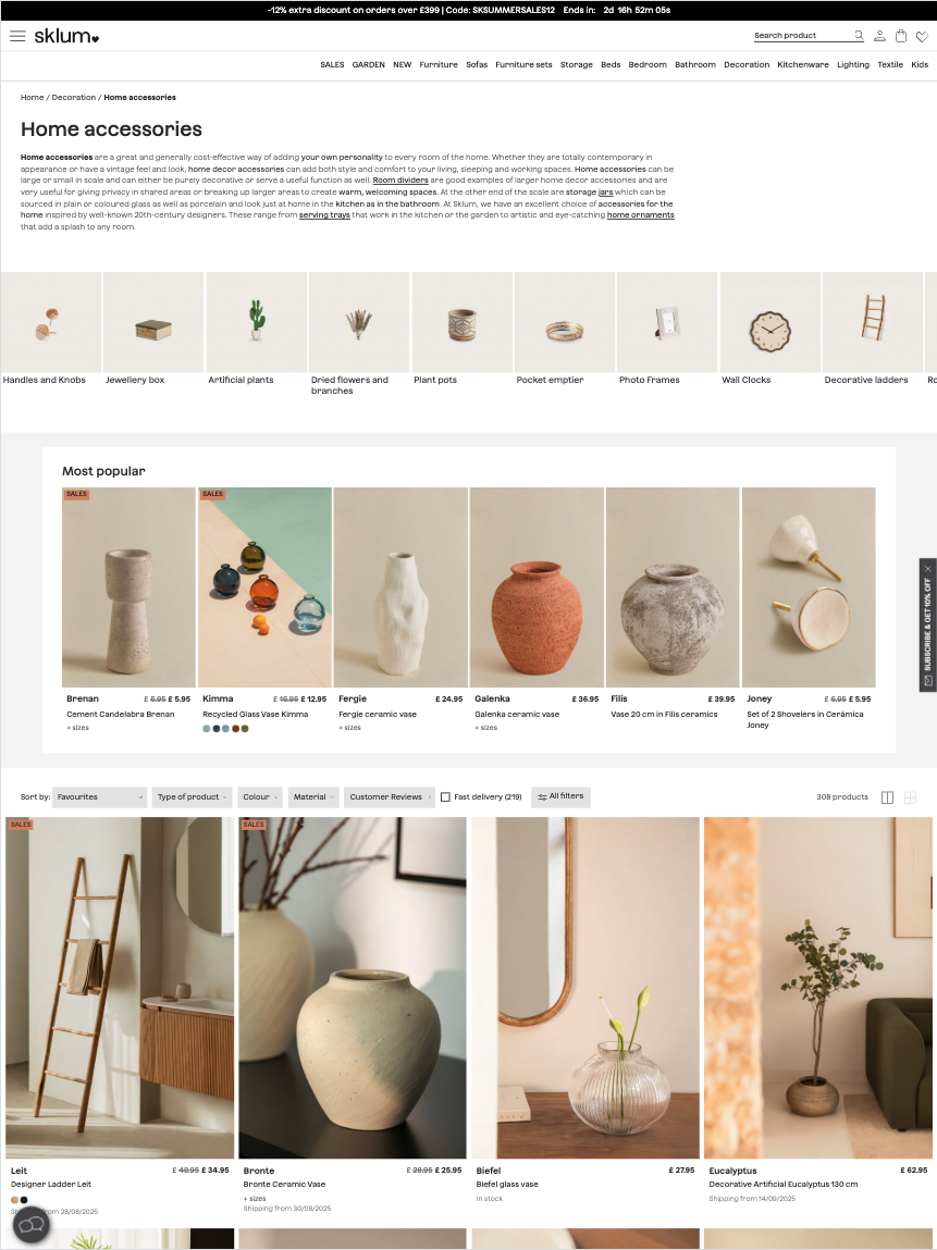 ecommerce category page